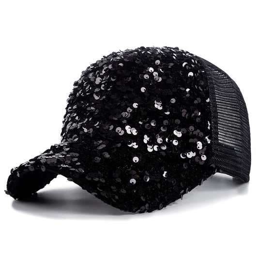 Mens Sequin Mesh Baseball Cap Unisex Sun Hat