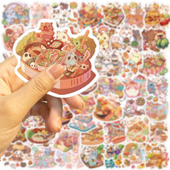 50pcs Cartoon Animal Food Stickers Student DIY Party Stickers