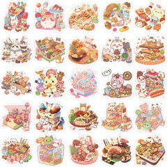 50pcs Cartoon Animal Food Stickers Student DIY Party Stickers