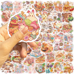 50pcs Cartoon Animal Food Stickers Student DIY Party Stickers