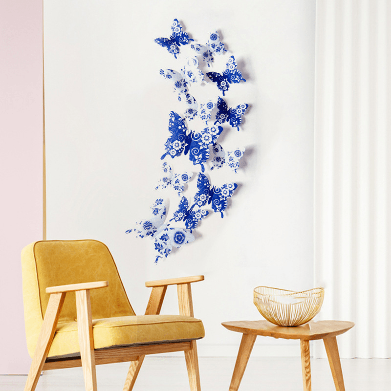 12pcs 3D Butterfly Wall Sticker for Wedding TV Background & Living Room