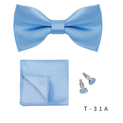 Men's Formal Bow Tie Pocket Square Cufflinks Set