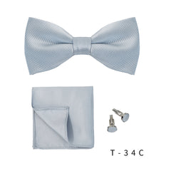 Men's Formal Bow Tie Pocket Square Cufflinks Set