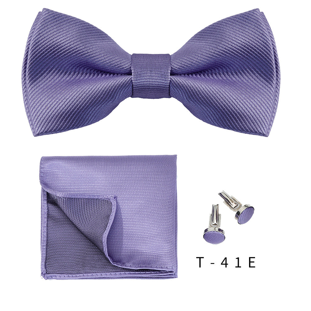 Men's Formal Bow Tie Pocket Square Cufflinks Set