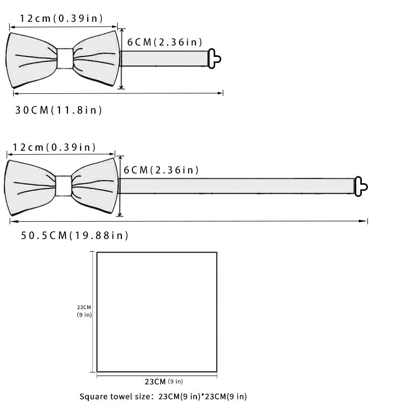 Men's Formal Bow Tie Pocket Square Cufflinks Set