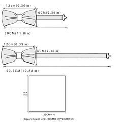 Men's Formal Bow Tie Pocket Square Cufflinks Set