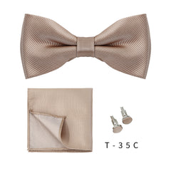 Men's Formal Bow Tie Pocket Square Cufflinks Set