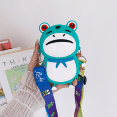 Kids Red Frog Toad Crossbody Bag Silicone Coin Purse