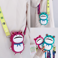 Kids Red Frog Toad Crossbody Bag Silicone Coin Purse