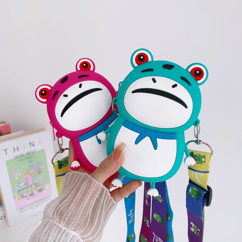 Kids Red Frog Toad Crossbody Bag Silicone Coin Purse