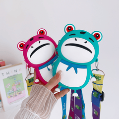 Kids Red Frog Toad Crossbody Bag Silicone Coin Purse