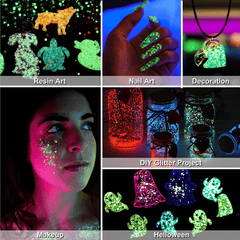 12 Colors Luminous Glitter 0.42oz Bottle High Luminance Cosmetic Chunky Glitter