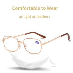 Light Blocking Reading Glasses Rectangle Lens Metal Glasses