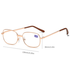 Light Blocking Reading Glasses Rectangle Lens Metal Glasses