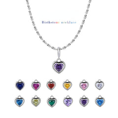 Heart Shape 12 Birthday Stone Pendant Necklace for Women Girls