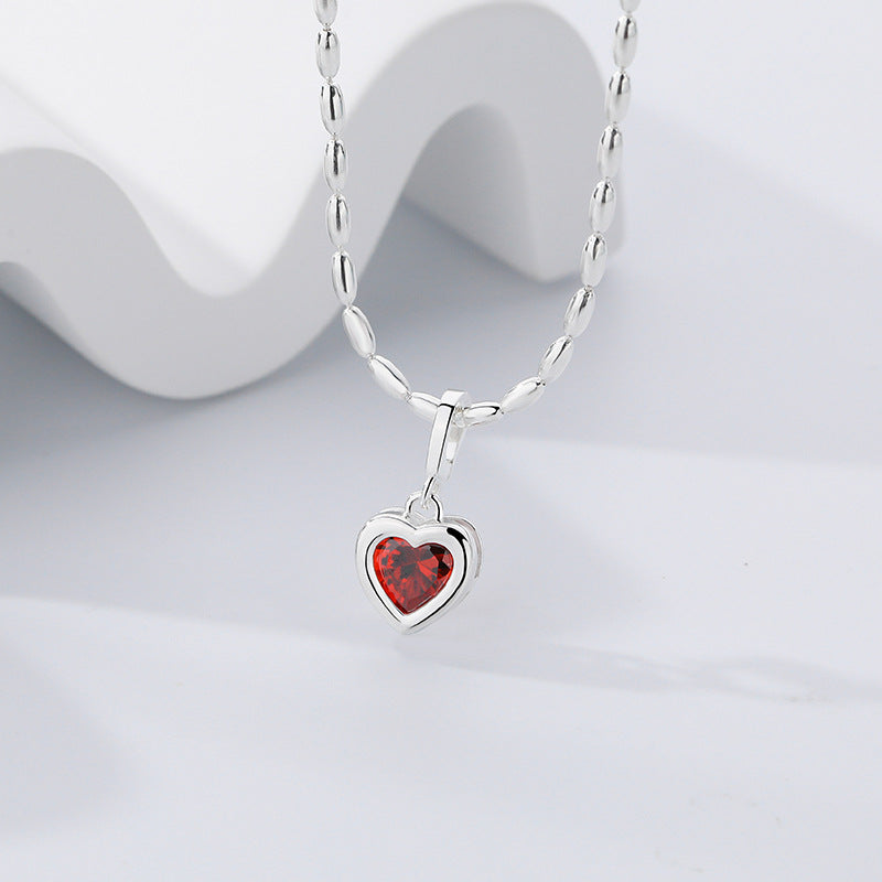 Heart Shape 12 Birthday Stone Pendant Necklace for Women Girls