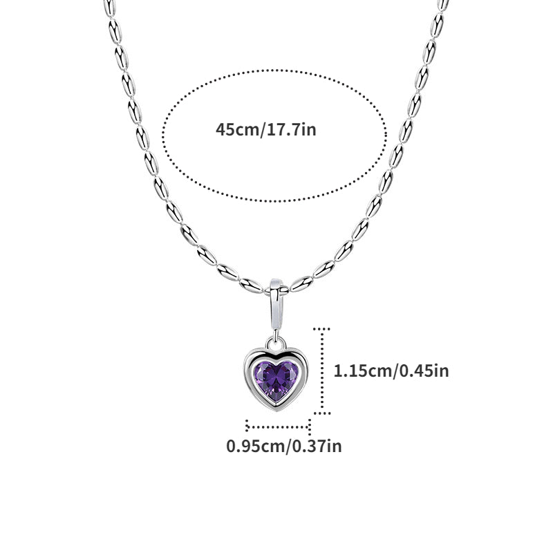 Heart Shape 12 Birthday Stone Pendant Necklace for Women Girls