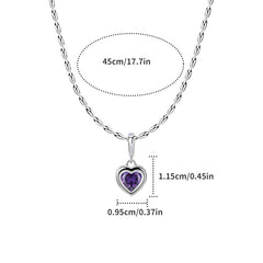 Heart Shape 12 Birthday Stone Pendant Necklace for Women Girls