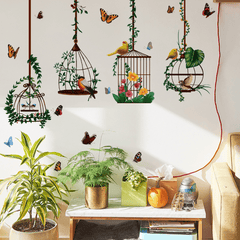 4pcs Bird Cage Butterfly Wall Sticker Home Decor