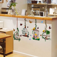 4pcs Bird Cage Butterfly Wall Sticker Home Decor
