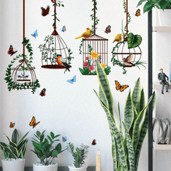 4pcs Bird Cage Butterfly Wall Sticker Home Decor