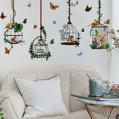 4pcs Bird Cage Butterfly Wall Sticker Home Decor