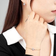 S925 Evil Eye Decor Gold Chain Bracelet for Girls