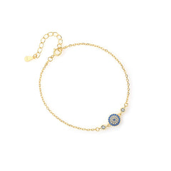 S925 Evil Eye Decor Gold Chain Bracelet for Girls