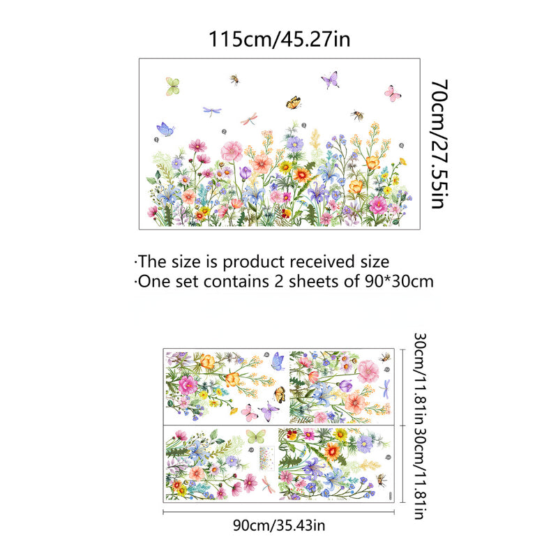 Wild Flower Plants Wall Sticker PVC Skirting Line Sticker