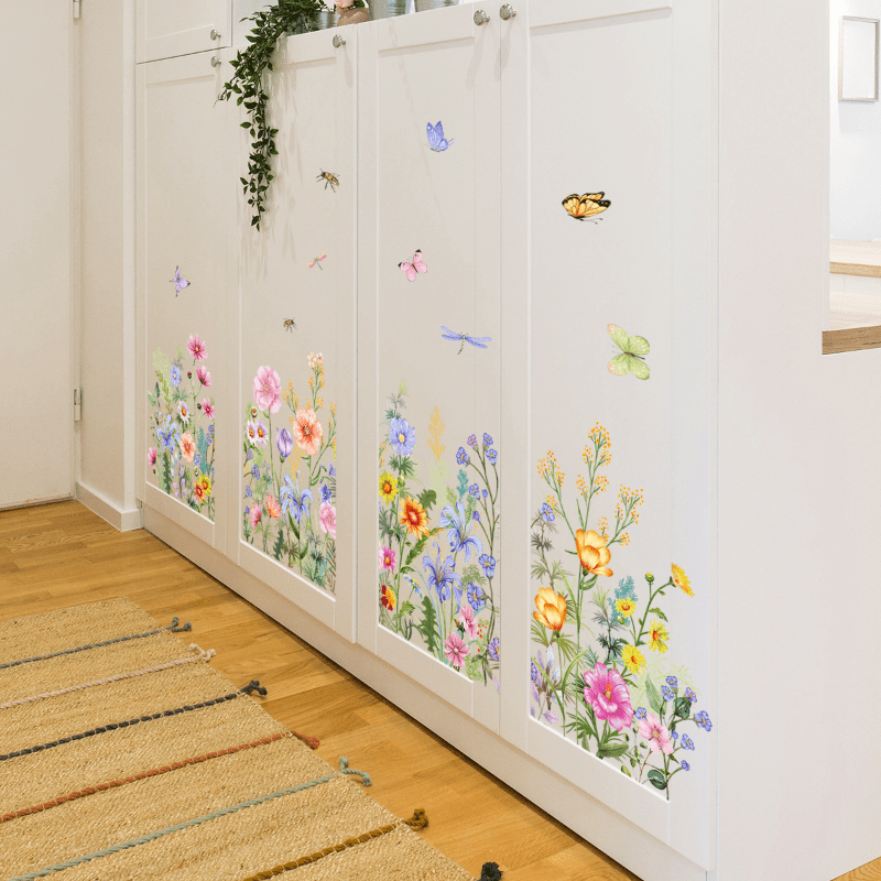 Wild Flower Plants Wall Sticker PVC Skirting Line Sticker