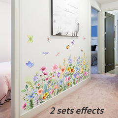 Wild Flower Plants Wall Sticker PVC Skirting Line Sticker