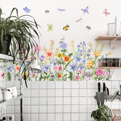 Wild Flower Plants Wall Sticker PVC Skirting Line Sticker
