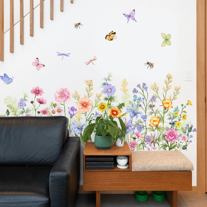 Wild Flower Plants Wall Sticker PVC Skirting Line Sticker