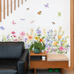 Wild Flower Plants Wall Sticker PVC Skirting Line Sticker