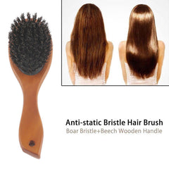 Natural Boar Bristle Hairbrush Wooden Handle Healthy Hair Growth