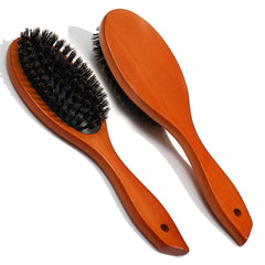 Natural Boar Bristle Hairbrush Wooden Handle Healthy Hair Growth