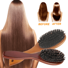 Natural Boar Bristle Hairbrush Wooden Handle Healthy Hair Growth