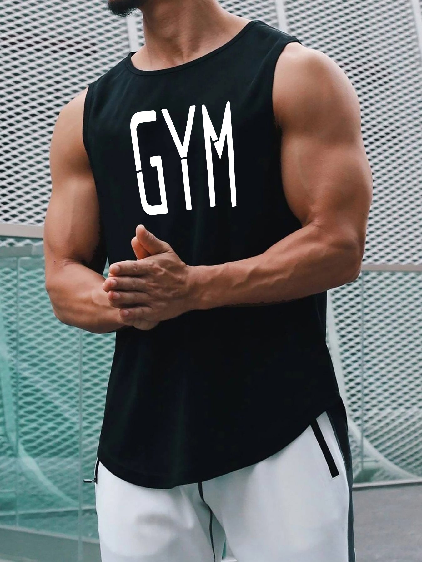 Men's Quick Dry Sleeveless Shirt GYM Print