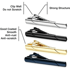 4pcs Set Men's Business Copper Tie Clip - Golden & Silver - Size 5.79x2.49x0