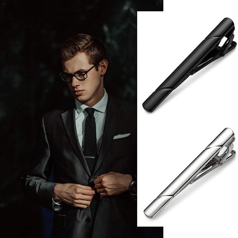 4pcs Set Men's Business Copper Tie Clip - Golden & Silver - Size 5.79x2.49x0