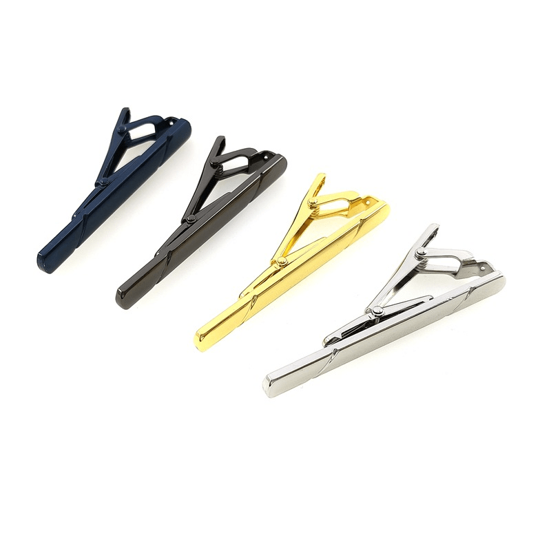 4pcs Set Men's Business Copper Tie Clip - Golden & Silver - Size 5.79x2.49x0