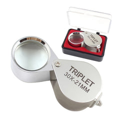30x Magnifying Glass Full Metal Jewelry Mirror 30x21mm