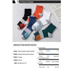 5 Pairs Cotton Socks for Outdoor Fitness, Sweat Absorption, Odor Prevention