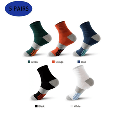 5 Pairs Cotton Socks for Outdoor Fitness, Sweat Absorption, Odor Prevention