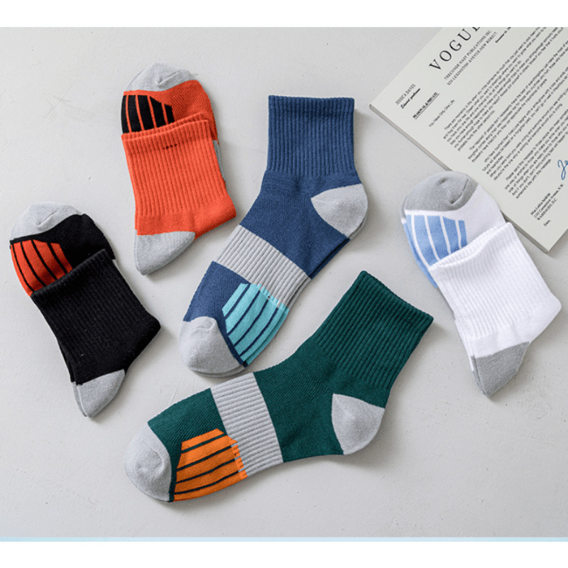 5 Pairs Cotton Socks for Outdoor Fitness, Sweat Absorption, Odor Prevention