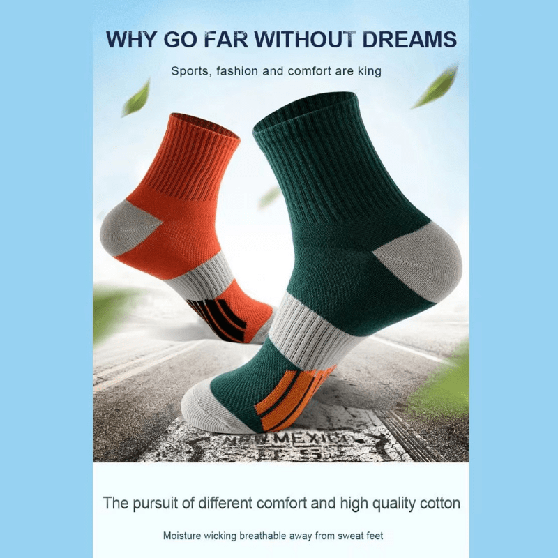 5 Pairs Cotton Socks for Outdoor Fitness, Sweat Absorption, Odor Prevention