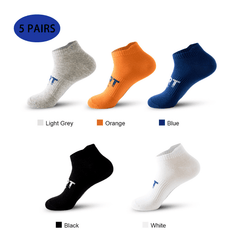 5 Pairs Men's Summer Thin Sweat Absorbing Low cut Socks For Running Cycling