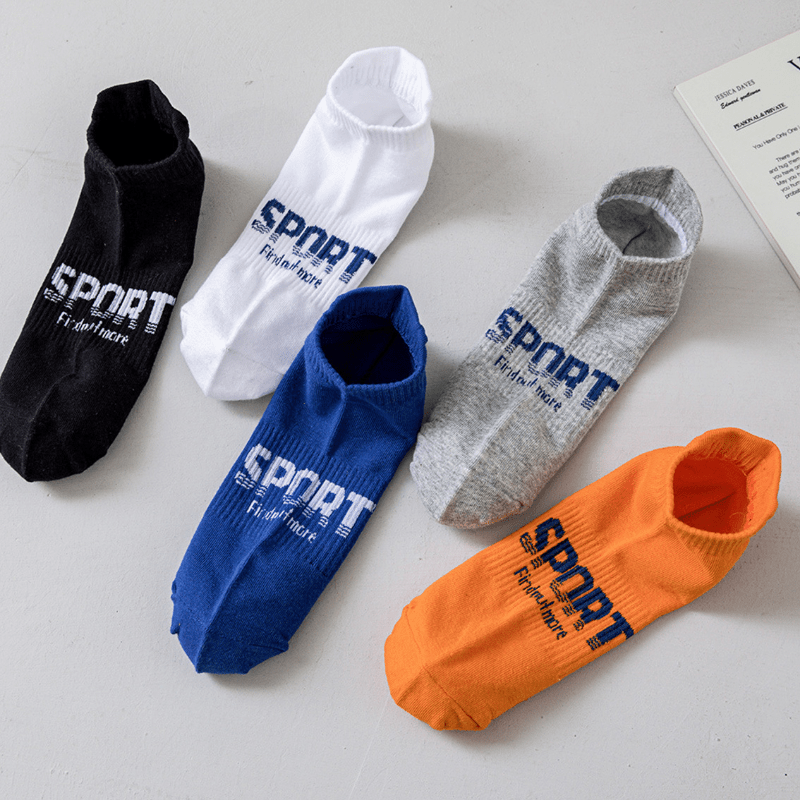 5 Pairs Men's Summer Thin Sweat Absorbing Low cut Socks For Running Cycling