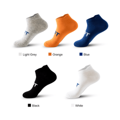 5 Pairs Men's Summer Thin Sweat Absorbing Low cut Socks For Running Cycling