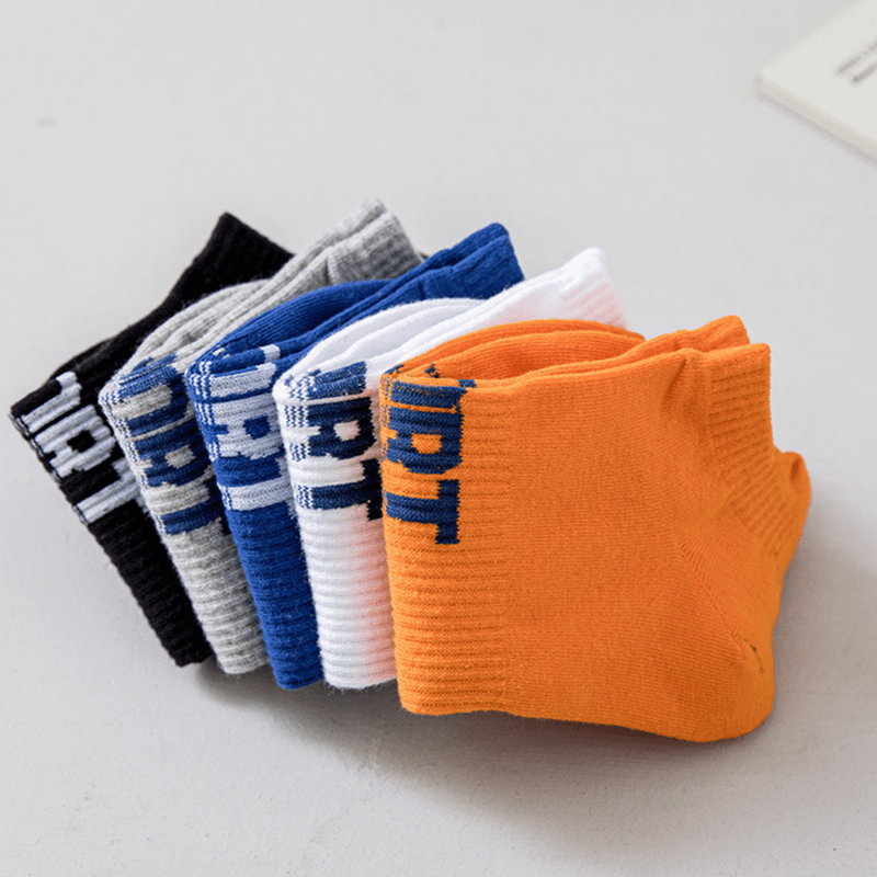 5 Pairs Men's Summer Thin Sweat Absorbing Low cut Socks For Running Cycling